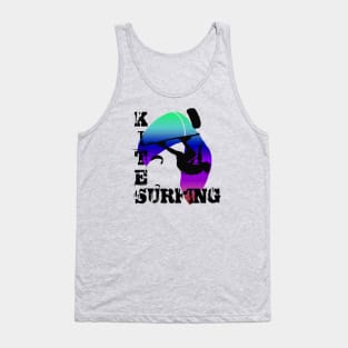 Kite Surfing WIth Freestyle Kitesurfer And Kite Tank Top